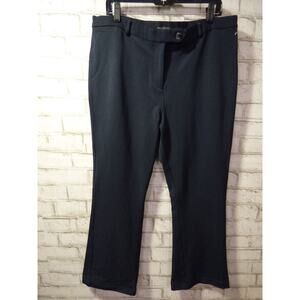 $300 Pink Tartan Navy Structured Knit Seamed Bootcut Trouser Pants 14 NEW P445